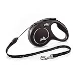 flexi® Classic M Seil 5 m schwarz, Roll-Leine für Hunde bis 20 kg